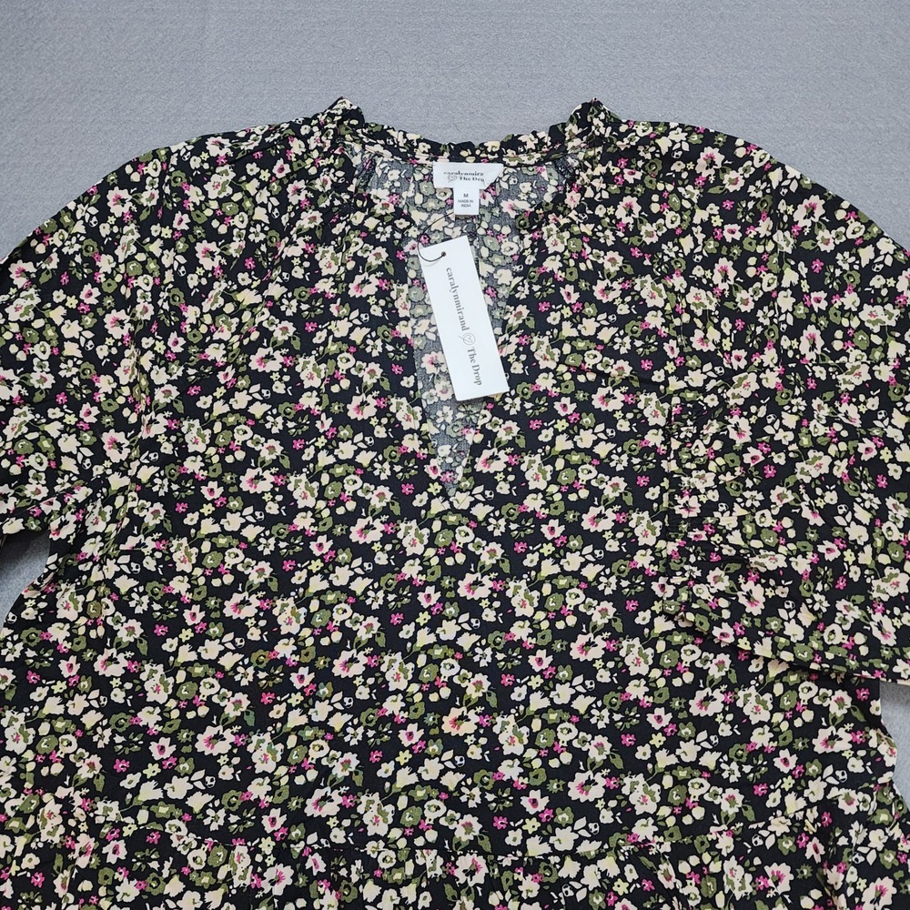 The Drop Caralyn Mirand Dress Black Floral Tiered Women's Sz M - NWT